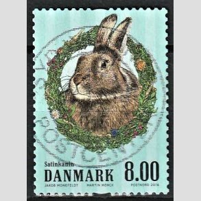 FRIM�RKER DANMARK | 2016 - AFA 1851 - G�rdens dyr - 8,00 Kr. kanin - Pragt Stemplet