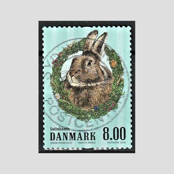 FRIMRKER DANMARK | 2016 - AFA 1851 - Grdens dyr - 8,00 Kr. kanin - Pragt Stemplet