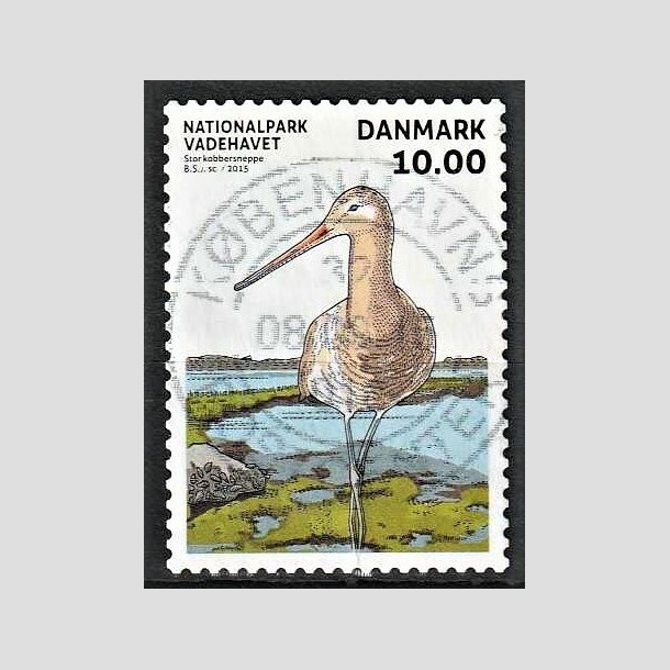 FRIMRKER DANMARK | 2015 - AFA 1807 - Nationalpark Vadehavet - 10,00 Kr. kobbersneppe - Pragt Stemplet