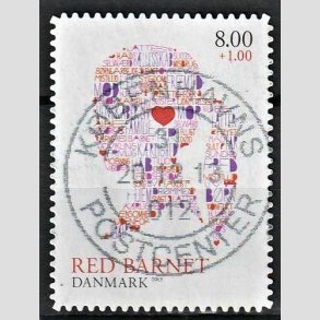 FRIMRKER DANMARK | 2013 - AFA 1747a - Red Barnet - 8,00 + 1,00 Kr. flerfarvet - Pragt Stemplet
