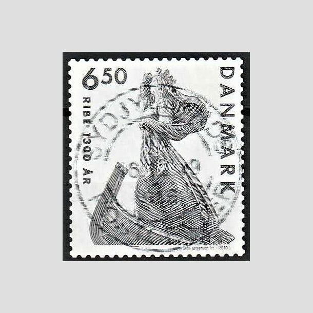 FRIMRKER DANMARK | 2010 - AFA 1615 - Ribe 1300 r - 6,50 Kr. grlig - Pragt Stemplet