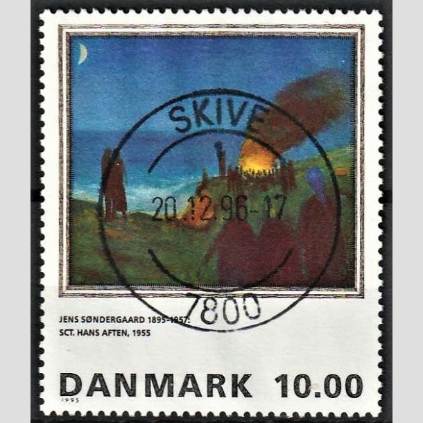 FRIMRKER DANMARK | 1995 - AFA 1099 - Maleriserie 8. - 10,00 Kr. Jens Sndergaard - Pragt Stemplet Skive