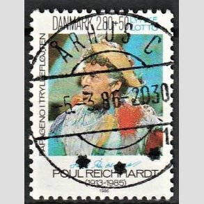 FRIMRKER DANMARK | 1986 - AFA 851 - Poul Richard - 2,80 Kr. + 50 re flerfarvet - Pragt Stemplet rhus C