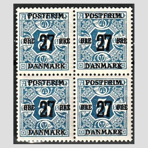 FRIMRKER DANMARK | 1918 - AFA 86 - 27 re/5 re bl provisorier i 4-blok - Postfrisk