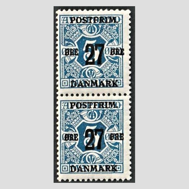 FRIMRKER DANMARK | 1918 - AFA 86 - 27 re/5 re bl provisorier i par - Postfrisk