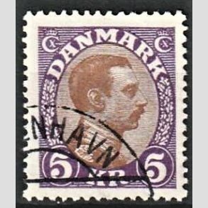 FRIMRKER DANMARK | 1927-28 - AFA 176 - Chr. X 5 Kr. violet/brun - Stemplet