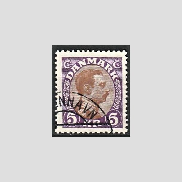 FRIMRKER DANMARK | 1927-28 - AFA 176 - Chr. X 5 Kr. violet/brun - Stemplet