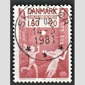 FRIMRKER DANMARK | 1981 - AFA 718 - Brnenes Kontor - 1,60 Kr. + 20 re rd - Pragt Stemplet Sklskr