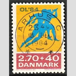 FRIMRKER DANMARK | 1984 - AFA 798 - Olympiske Lege 1984 - 2,70 Kr. + 40 re gul/rd/bl - Pragt Stemplet