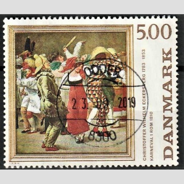 FRIMRKER DANMARK | 1984 - AFA 816 - C.W Eckersberg - 5,00 Kr. flerfarvet - Pragt Stemplet Odder