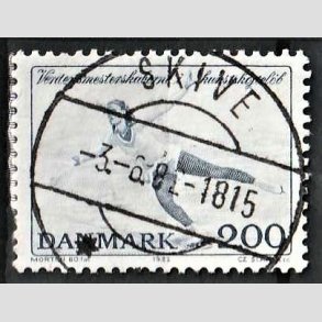 FRIM�RKER DANMARK | 1982 - AFA 745 - WM i kunstsk�jtel�b - 2 Kr. bl� - Pragt Stemplet Skive