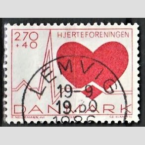 FRIMRKER DANMARK | 1984 - AFA 808 - Hjerteforeningen - 2,70 Kr. + 40 re rd - Pragt Stemplet Lemvig