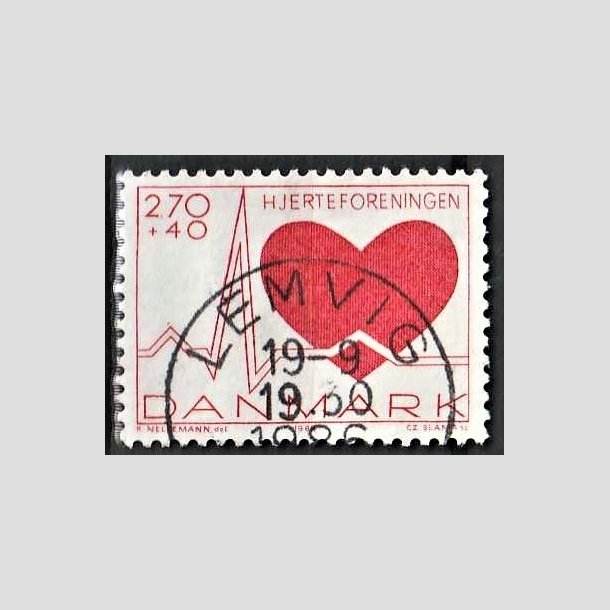 FRIMRKER DANMARK | 1984 - AFA 808 - Hjerteforeningen - 2,70 Kr. + 40 re rd - Pragt Stemplet Lemvig
