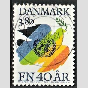 FRIM�RKER DANMARK | 1985 - AFA 841 - FN 40 �r - 3,80 Kr. flerfarvet - Lux Stemplet
