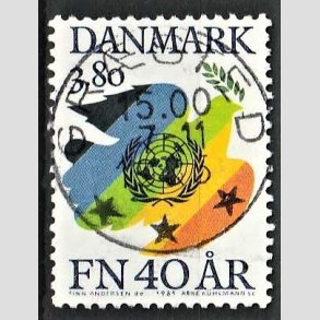 FRIM�RKER DANMARK | 1985 - AFA 841 - FN 40 �r - 3,80 Kr. flerfarvet - Lux Stemplet Gr�sted