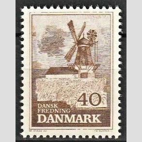 FRIMRKER DANMARK | 1965 - AFA 440 - Fredningsserie. Bog Mlle - 40 re brun - Postfrisk