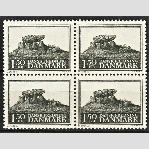 FRIMRKER DANMARK | 1966 - AFA 451 - Fredningsserie. Jysk kmpehj. - 1,50 kr. mrkgrn i 4-blok - Postfrisk