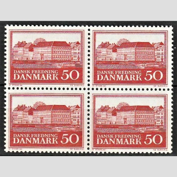 FRIMRKER DANMARK | 1966 - AFA 445 - Fredningsserie. Assistenthuset - 50 re rd i 4-blok - Postfrisk