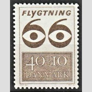 FRIMRKER DANMARK | 1966 - AFA 448F - Flygtning 1966 - 40 + 10 re brun - Postfrisk
