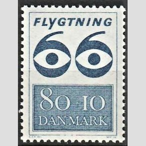 FRIMRKER DANMARK | 1966 - AFA 450F - Flygtning 1966 - 80 + 10 re bl - Postfrisk