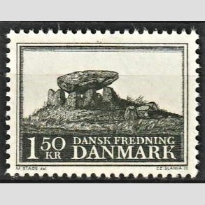FRIMRKER DANMARK | 1966 - AFA 451 - Fredningsserie. Jysk kmpehj. - 1,50 kr. mrkgrn - Postfrisk
