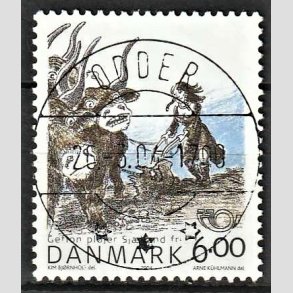 FRIM�RKER DANMARK | 2004 - AFA 1385 - Gefion - 6,00 Kr. flerfarvet - Pragt Stemplet Odder (Pragtm�rke)
