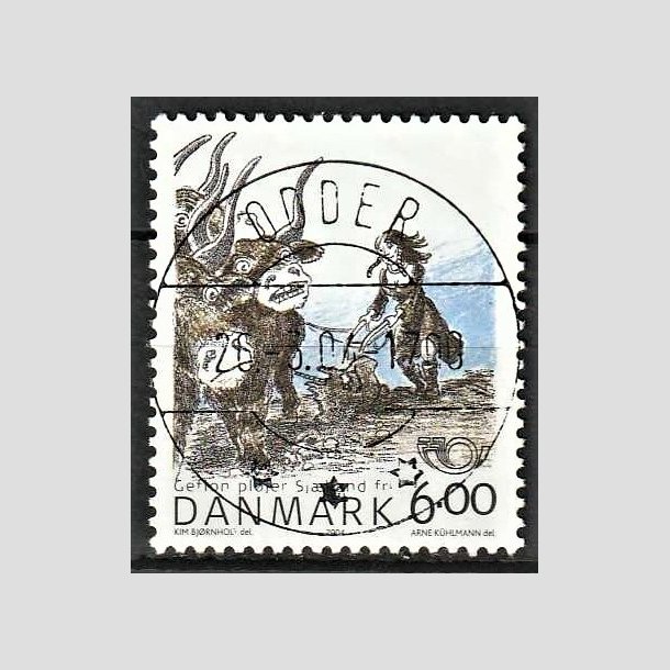 FRIMRKER DANMARK | 2004 - AFA 1385 - Gefion - 6,00 Kr. flerfarvet - Pragt Stemplet Odder (Pragtmrke)