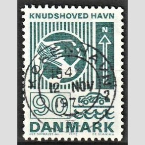 FRIM�RKER DANMARK | 1972 - AFA 537 - Trafiktekniske anl�g - 90 �re bl�gr�n - Pragt Stemplet