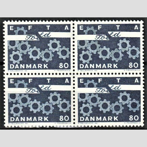 FRIMRKER DANMARK | 1967 - AFA 453 - EFTA - 80 re bl i 4-blok - Postfrisk