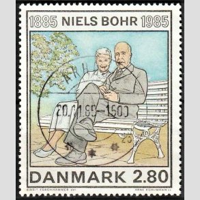 FRIMRKER DANMARK | 1985 - AFA 842 - Niels Bohr - 2,80 Kr. flerfarvet - Pragt Stemplet rhus C