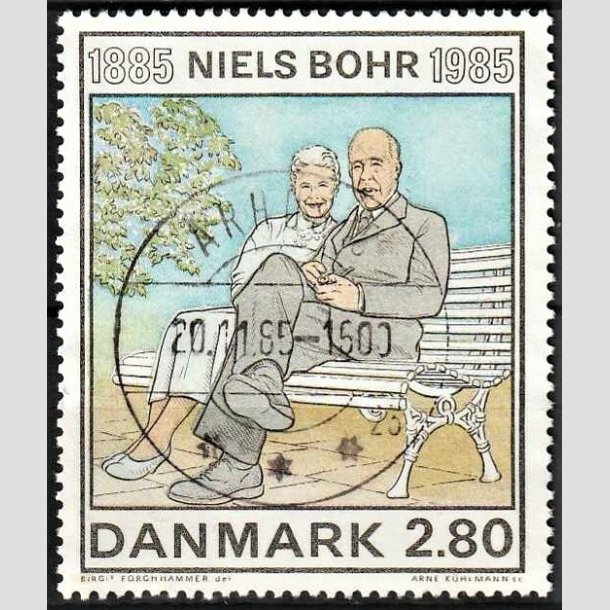 FRIMRKER DANMARK | 1985 - AFA 842 - Niels Bohr - 2,80 Kr. flerfarvet - Pragt Stemplet rhus C