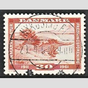 FRIM�RKER DANMARK | 1961 - AFA 392 - Naturfredningsforening 50 �r. - 30 �re brunr�d - Pragt Stemplet