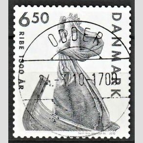 FRIMRKER DANMARK | 2010 - AFA 1615 - Ribe 1300 r - 6,50 Kr. grlig - Pragt Stemplet Odder