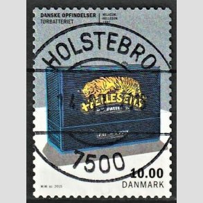 FRIM�RKER DANMARK | 2015 - AFA 1819 - Danske opfindelser - 10,00 Kr. t�rbatteriet - Pragt Stemplet Holstebro