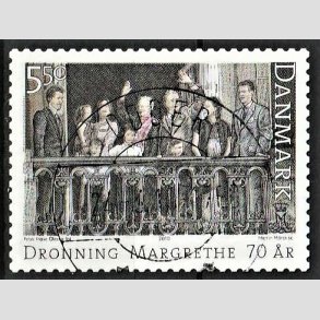 FRIMRKER DANMARK | 2010 - AFA 1613E - Dronning Margrethe 70 r. - 5,50 Kr. flerfarvet - Pragt Stemplet Odder