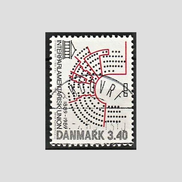 FRIMRKER DANMARK | 1989 - AFA 941 - Interparlamentarisk Union 100 r. - 3,40 Kr. flerfarvet - Lux Stemplet Rdovre