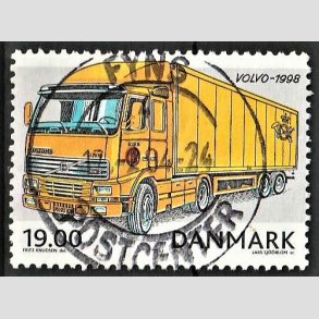 FRIM�RKER DANMARK | 2002 - AFA 1324 - Postk�ret�jer - 19,00 Kr. flerfarvet - Pragt Stemplet