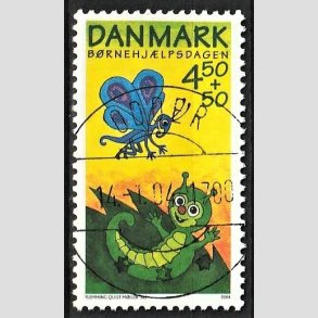 FRIMRKER DANMARK | 2004 - AFA 1383 - Brnehjlpsdagen - 4,50 Kr. + 50 re flerfarvet - Pragt Stemplet Odder