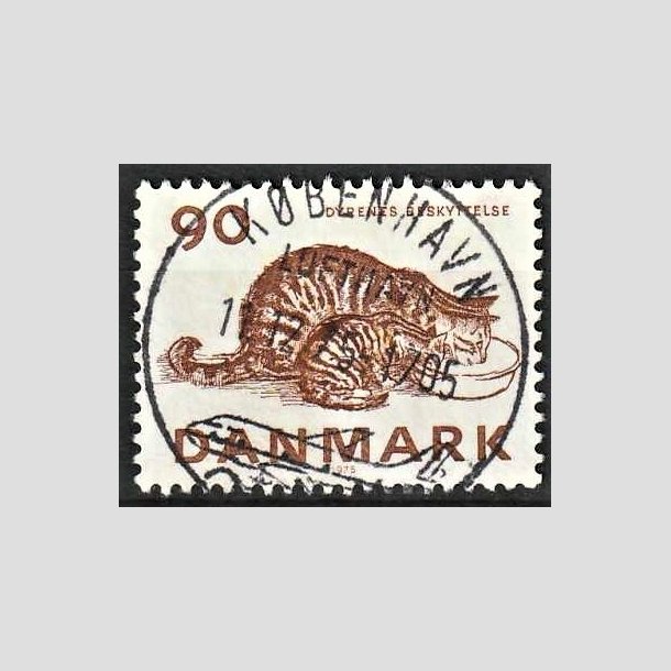 FRIMRKER DANMARK | 1975 - AFA 605 - Dyrenes Beskyttelse 100 r. - Pragt Stemplet Kbenhavn