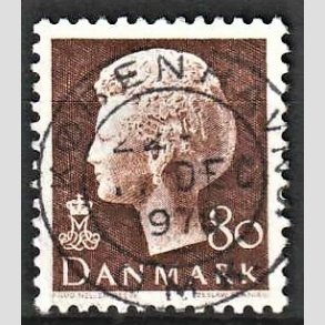 FRIMRKER DANMARK | 1976 - AFA 618 - Dronning Margrethe - 80 re brun - Pragt Stemplet Kbenhavn