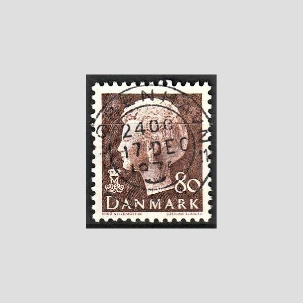 FRIMRKER DANMARK | 1976 - AFA 618 - Dronning Margrethe - 80 re brun - Pragt Stemplet Kbenhavn