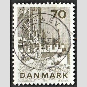 FRIM�RKER DANMARK | 1978 - AFA 664 - Dansk fiskeri - 70 �re olivengr�n - Pragt Stemplet Haslev