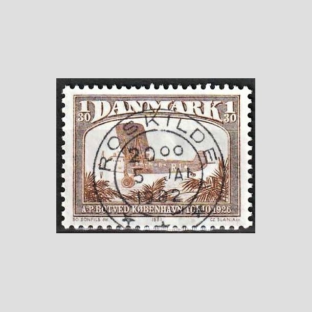 FRIMRKER DANMARK | 1981 - AFA 738 - Flyvning - 1,30 Kr. brun - Pragt Stemplet Roskilde