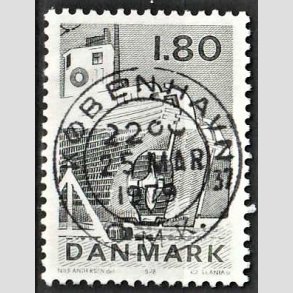 FRIM�RKER DANMARK | 1978 - AFA 666 - Dansk fiskeri - 1,80 Kr. sortgr�n - Pragt Stemplet K�benhavn