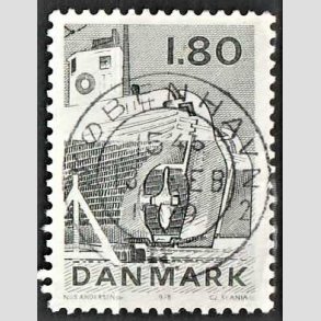 FRIM�RKER DANMARK | 1978 - AFA 666 - Dansk fiskeri - 1,80 Kr. sortgr�n - Pragt Stemplet K�benhavn
