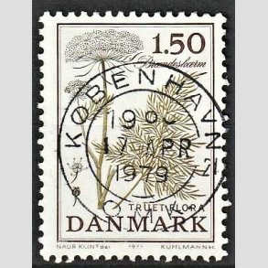 FRIM�RKER DANMARK | 1977 - AFA 650 - Truet flora - 1,50 Kr. lysgr�n/brun - Pragt Stemplet K�benhavn