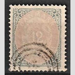 FRIM�RKER DANMARK | 1875 - AFA 26y omv. ramme - 12 �re gr�/violet - Stemplet