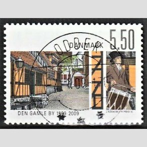 FRIM�RKER DANMARK | 2009 - AFA 1563 - Den gamle by - 5,50 Kr. flerfarvet - Pragt Stemplet Odder