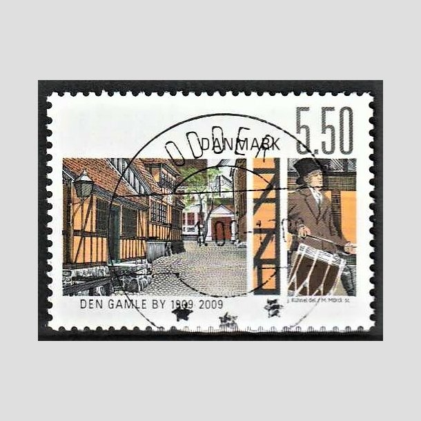 FRIMRKER DANMARK | 2009 - AFA 1563 - Den gamle by - 5,50 Kr. flerfarvet - Pragt Stemplet Odder