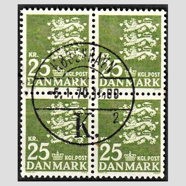 FRIMRKER DANMARK | 1962 - AFA 402 - Rigsvben 25 Kr. grn i 4-blok - Pragt Stemplet